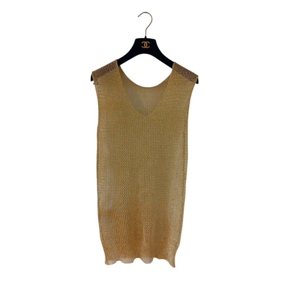 Stunning Mesh Vest Gold Metallic